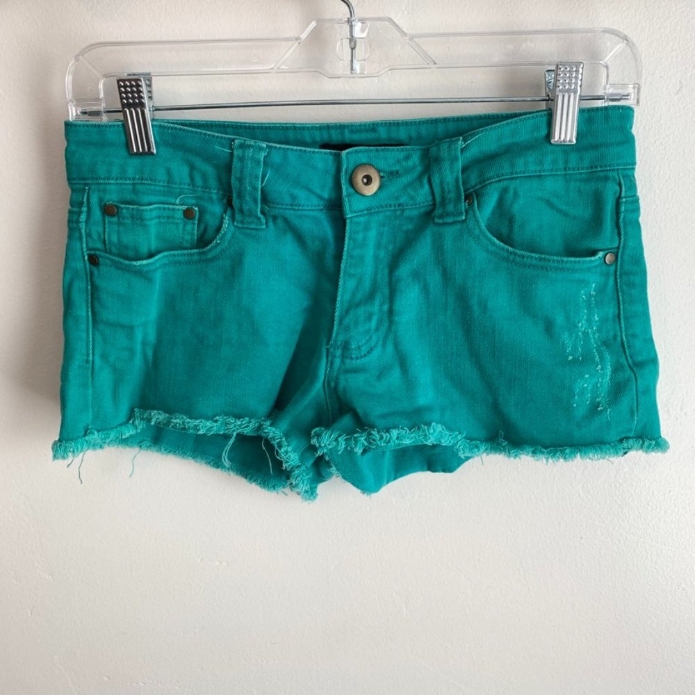 Forever 21 Teal Cutoff Denim Shorts
